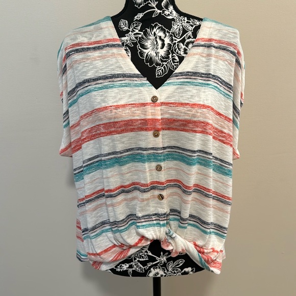 Lara Fashion striped button top - Picture 1 of 2
